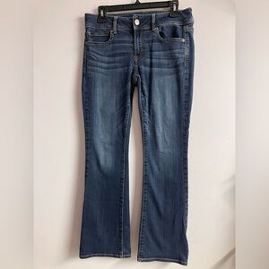 American Eagle Women’s “Kickboot” Super Stretch Blue Denim Jeans,  8 Short